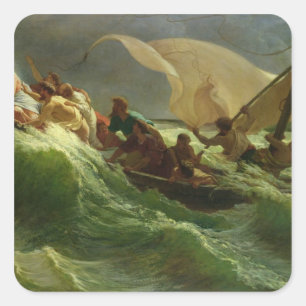 Sticker Carré Christ endormi dans son bateau