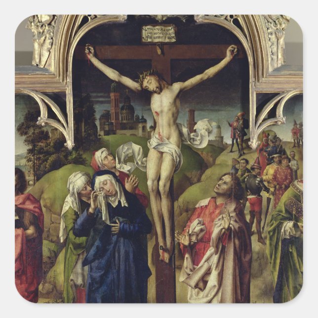 Sticker Carré Christ sur la Croix, les saintes femmes (Devant)