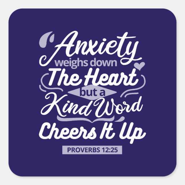 Sticker Carré Christian Encouragement Quote – Anxiety & Kindness (Devant)