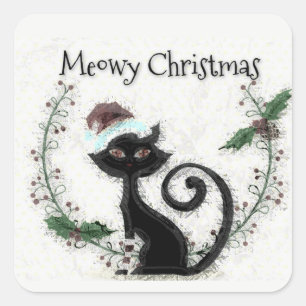 Sticker Carré Christmas Cat