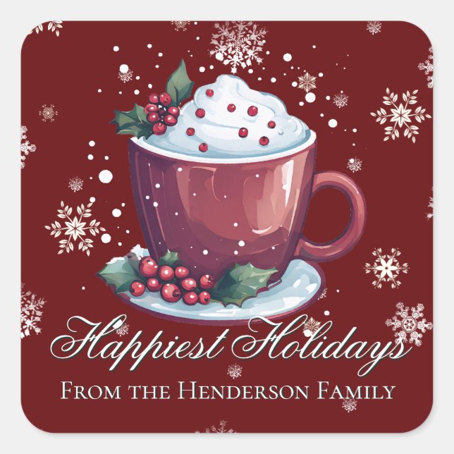 Sticker Carré Christmas Cup of Hot Chocolate | Red (Devant)