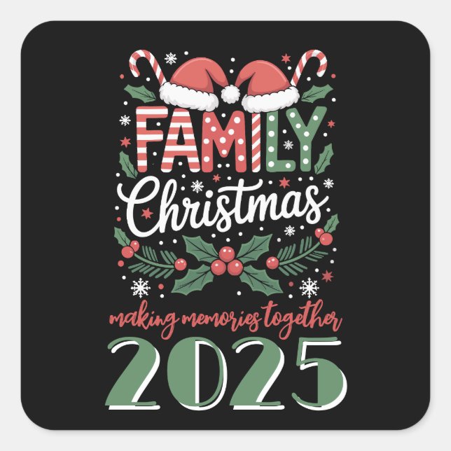 Sticker Carré Christmas: Family Christmas 2025 Matching Outfit  (Devant)