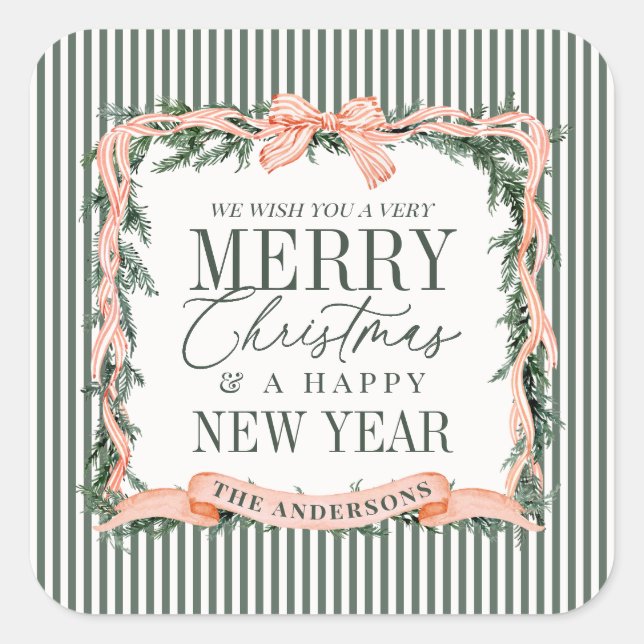 Sticker Carré Christmas Garland Ribbon Frame (Devant)