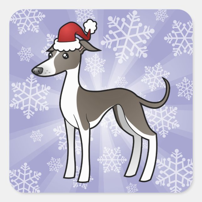 Sticker Carré Christmas Greyhound / Whippet / Italian Greyhound (Devant)