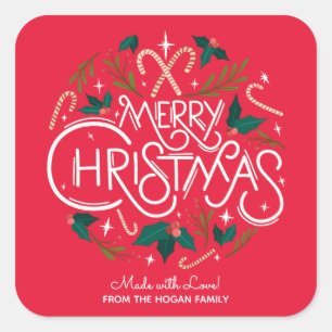 Sticker Carré Christmas Holly Berry Restauration maison