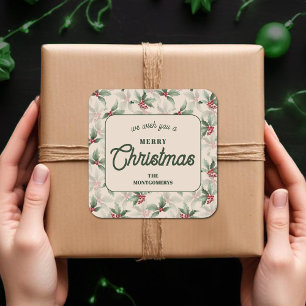 Sticker Carré Christmas Holly Berry Restauration maison