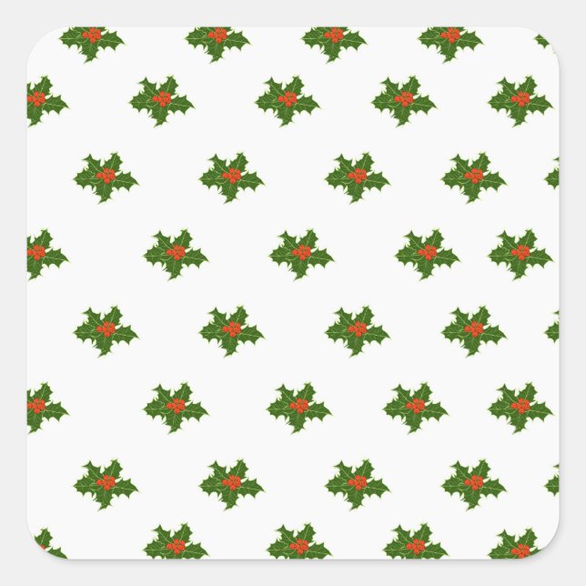 Sticker Carré Christmas Holly Motif (Devant)