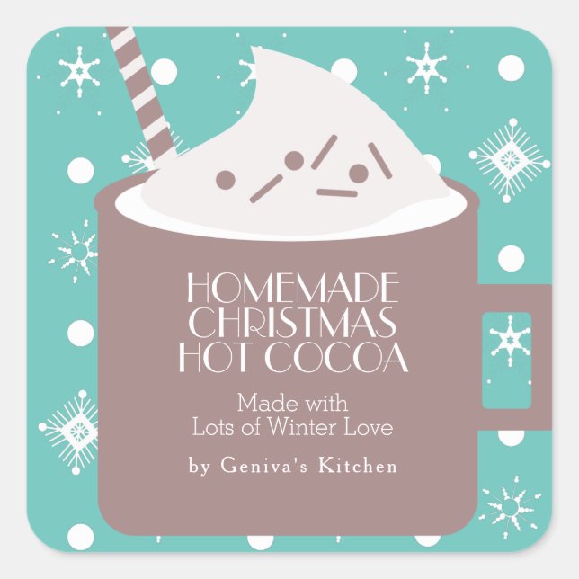 Sticker Carré Christmas Hot Coca fait maison Recette cadeau Favo (Devant)