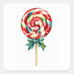Sticker Carré Christmas Lollipop