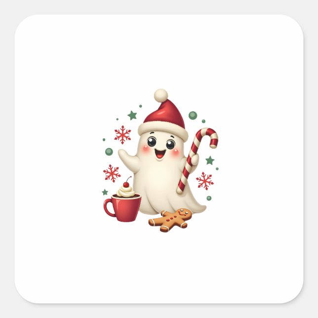 Sticker Carré Christmas Merry Christmas For Gift Christmas Ghost (Devant)