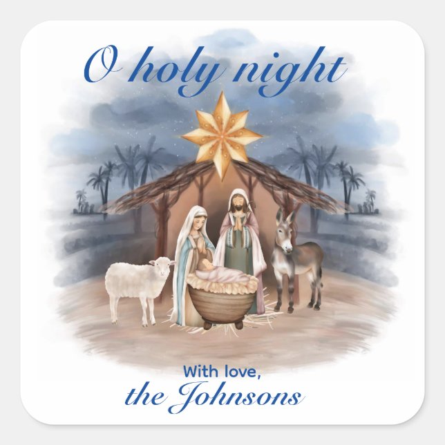Sticker Carré Christmas Nativity O holy night  (Devant)