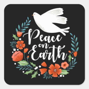 Sticker Carré Christmas Peace on Earth Script
