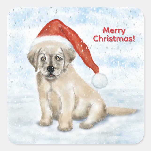 Sticker Carré Christmas Puppy (Devant)