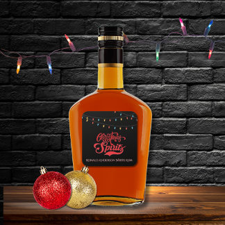 Sticker Carré Christmas Spirits Custom Name Holiday Lights Black