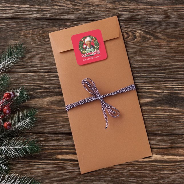 Sticker Carré Christmas Vacation | Merry Clarkmas - Personalized (Sticker on envelope)