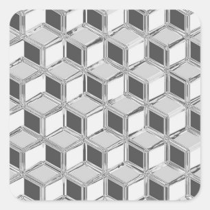 Sticker Carré Chrome 3-d boîtes - gris argent
