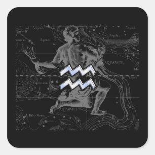 Sticker Carré Chrome comme Aquarius Zodiac Connexion Hevelius