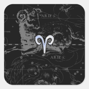Sticker Carré Chrome comme Aries Zodiac Connexion Hevelius Black