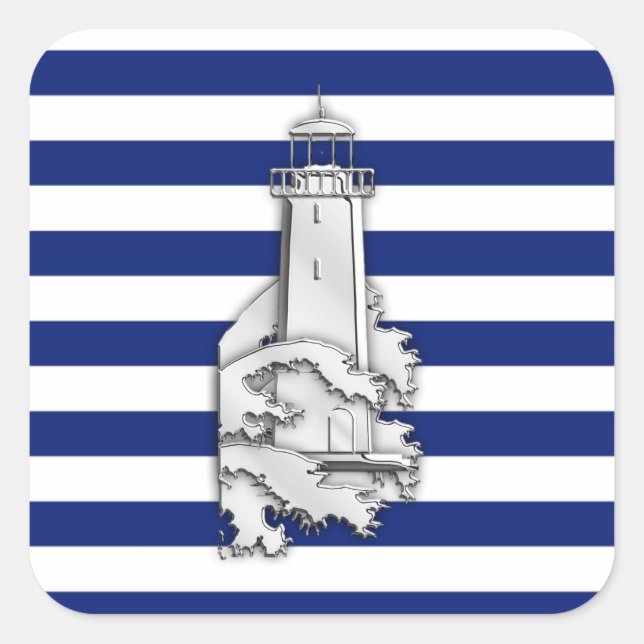 Sticker Carré Chrome comme phare sur les rayures nautiques (Devant)