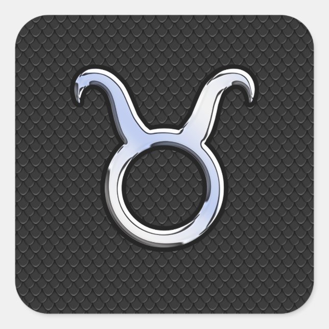 Sticker Carré Chrome Comme Taurus Connexion Serpent Noir Peau (Devant)