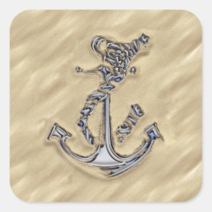 Sticker Carré Chrome Like Rope Anchor