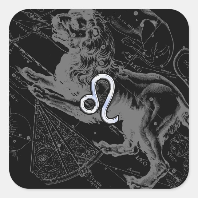 Sticker Carré Chrome Style Leo Zodiac Connexion Hevelius (Devant)