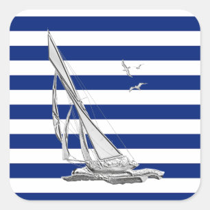 Sticker Carré Chrome voile sur les bandes marines