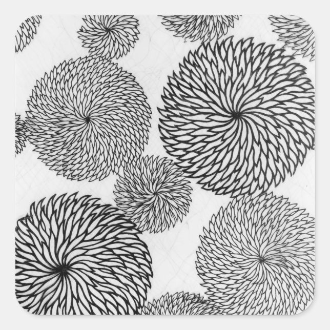 Sticker Carré Chrysanthèmes de l'école japonaise (Devant)