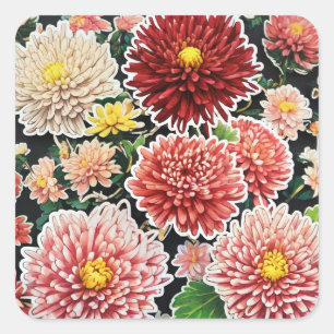 Sticker Carré Chrysanthemum Majesty : Embrasser intemporel