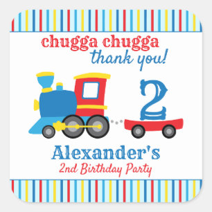 Sticker Carré Chugga Chugga Train Anniversaire Favoriser