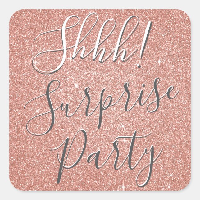 Sticker Carré Chut ! Rose surprise Gold Rose fête d'anniversaire (Devant)