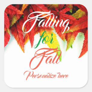 Sticker Carré Chute de l'automne feuille d'érable élégant rouge