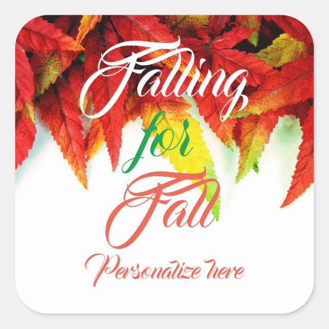 Sticker Carré Chute de l'automne feuille d'érable élégant rouge (Devant)