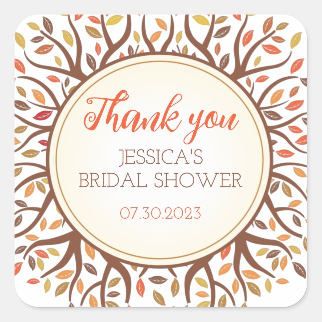 Sticker Carré Chute Feuille Arbre d'automne Fête des mariées d'a (Devant)