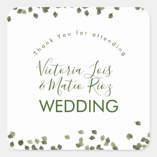 Sticker Carré Chute Feuille Automne Végétation Merci (Devant)