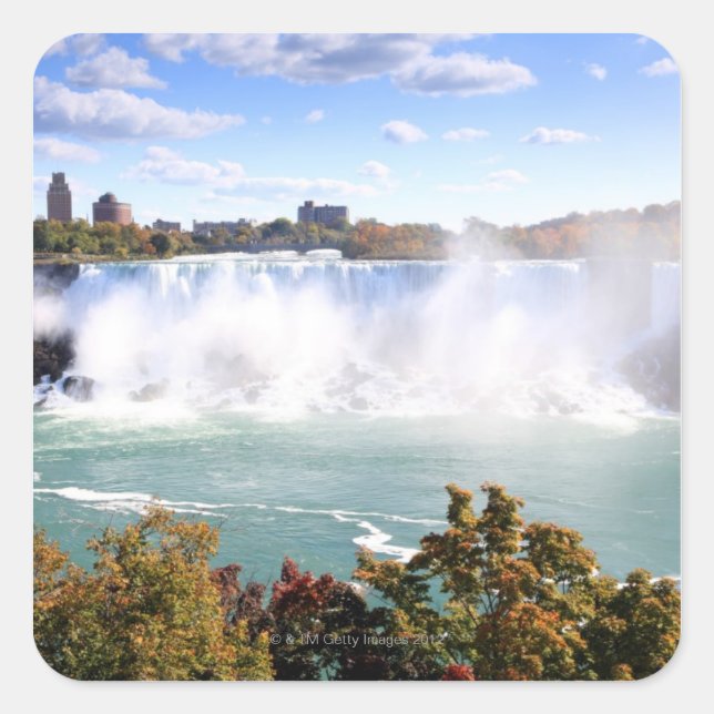Sticker Carré Chutes américaines à Niagara Falls (Devant)