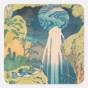 Sticker Carré Chutes d'Amida d'Hokusai Japon Cascade