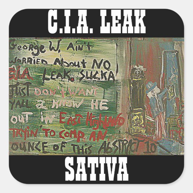 STICKER CARRÉ CIA LEAK SATIVA (Devant)
