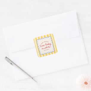 Sticker Carré Ciao Baby Baby Shower Personnalisé rayé italien