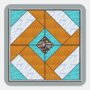 Sticker Carré Ciel et roches coloniaux de sable de l'eau de