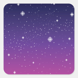 Sticker Carré Ciel nocturne étoilé violet foncé