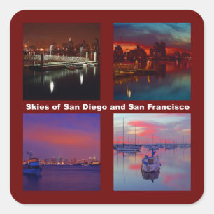 Sticker Carré Ciels de San Diego et San Francisco