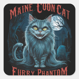 Sticker Carré Cimetière Lune : Conception Fantôme Furtif