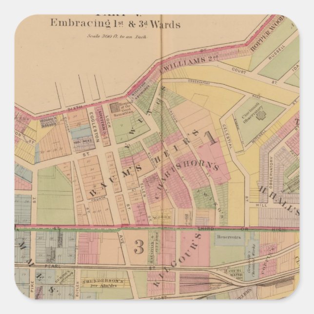 Sticker Carré Cincinnati, Ohio (Devant)