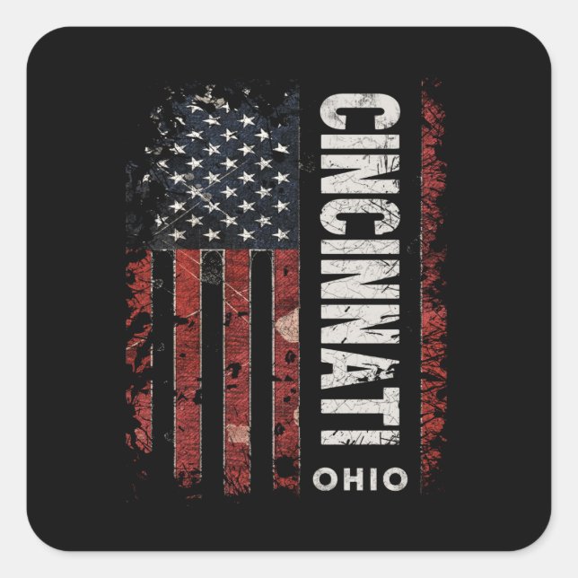 Sticker Carré Cincinnati Ohio (Devant)