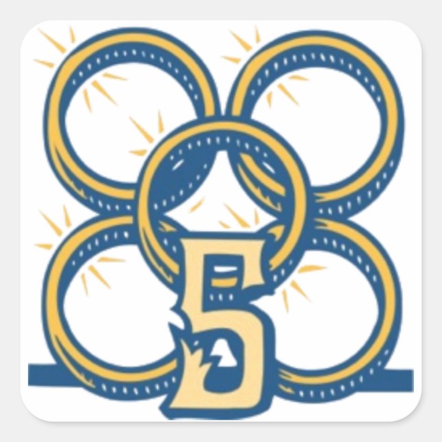 Sticker Carré Cinq anneaux d'or ! (Devant)