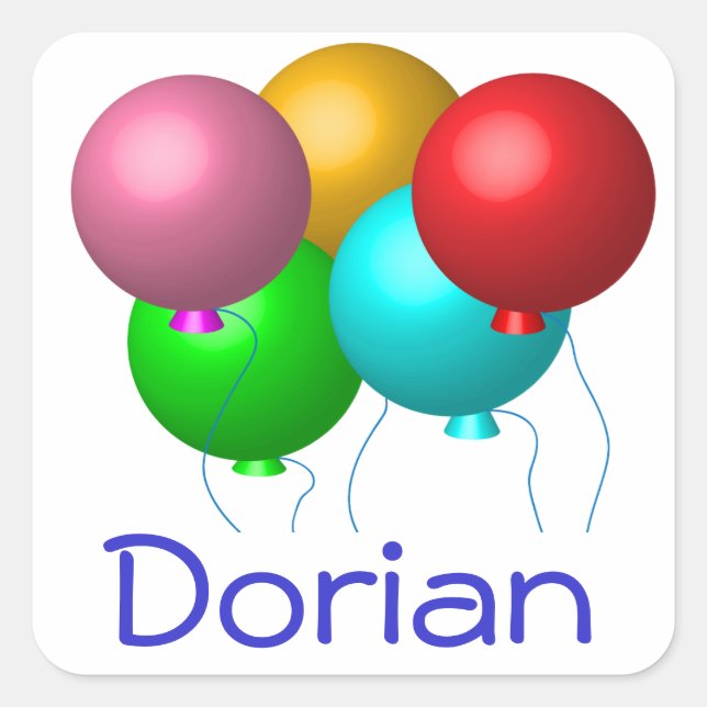 Sticker Carré Cinq ballons d'anniversaire personnalisés (Devant)