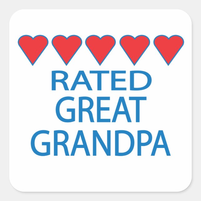 Sticker Carré Cinq Coeurs grand grand-père (Devant)