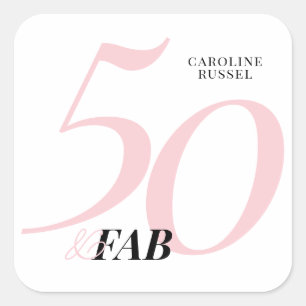Sticker Carré Cinquante ans et Fabuleux Rose 50e Anniversaire
