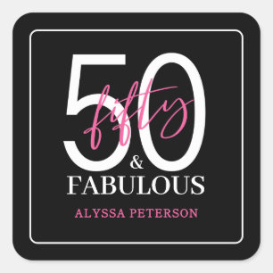 Sticker Carré Cinquante ans et Fabuleux Texte 50e Anniversaire